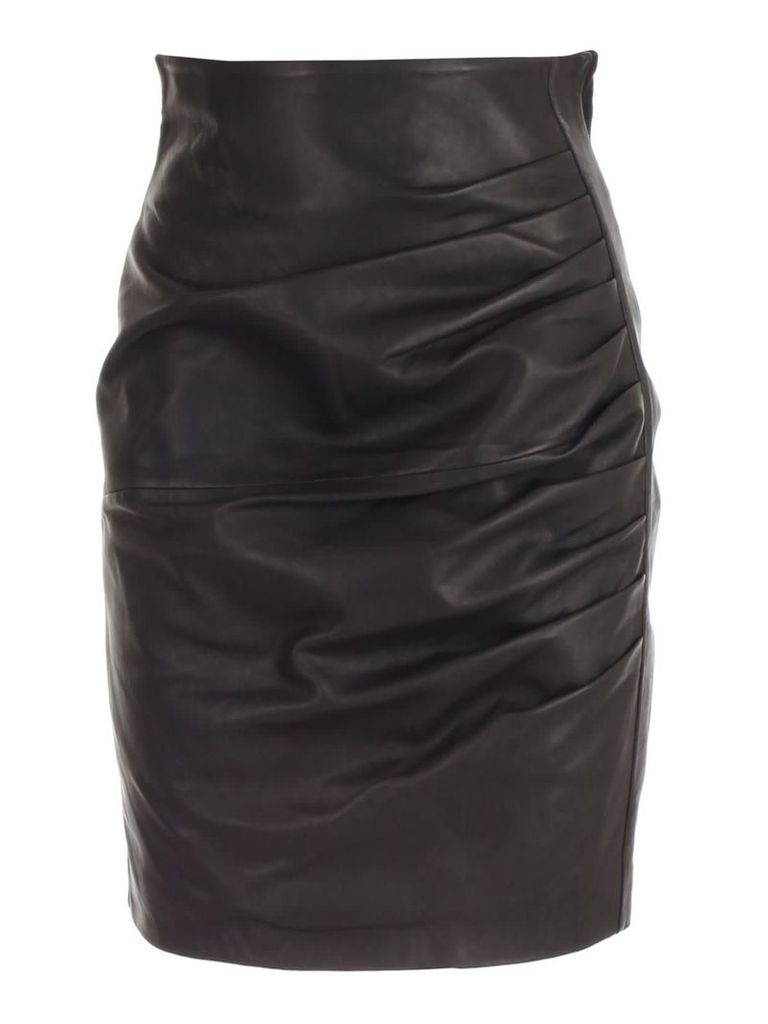 Parosh Skirt Pencil W/drape Leather