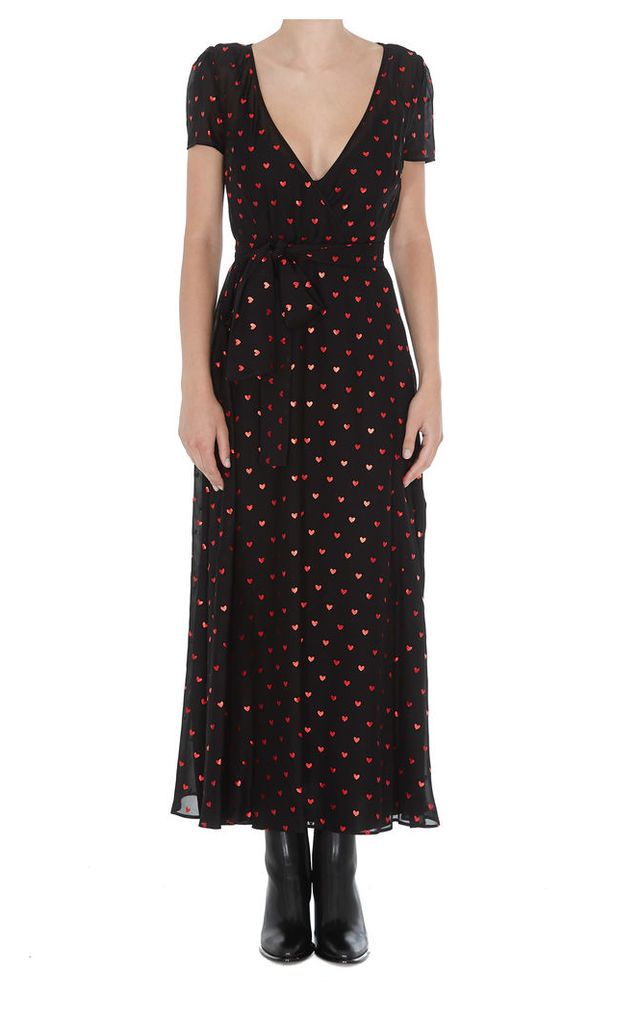 Red Valentino Hearts Detail Long Patterned Dress