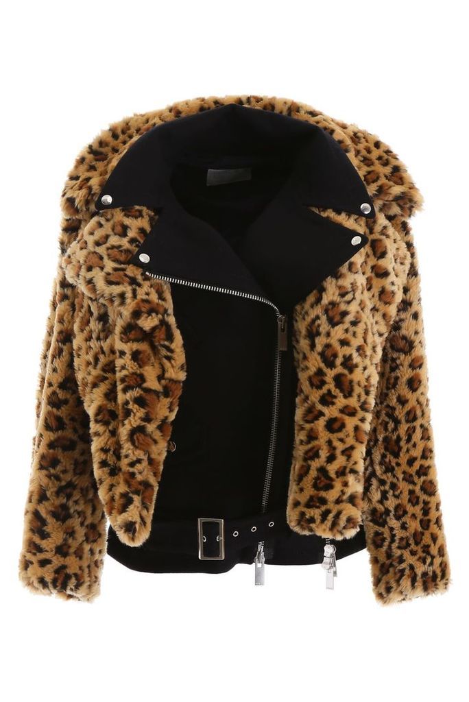 Sacai Leopard Print Faux Fur Jacket