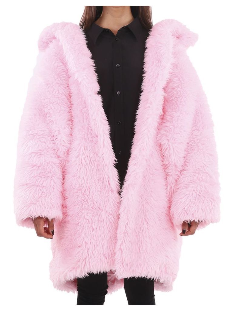 Balenciaga Pink Swing Fake Fur Coat