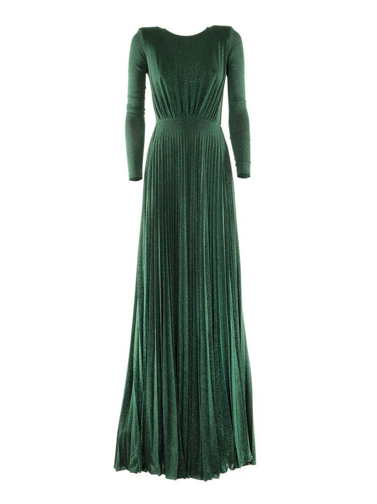 Elisabetta Franchi Celyn B. Pleated Long Dress In Laminated-effect Jersey