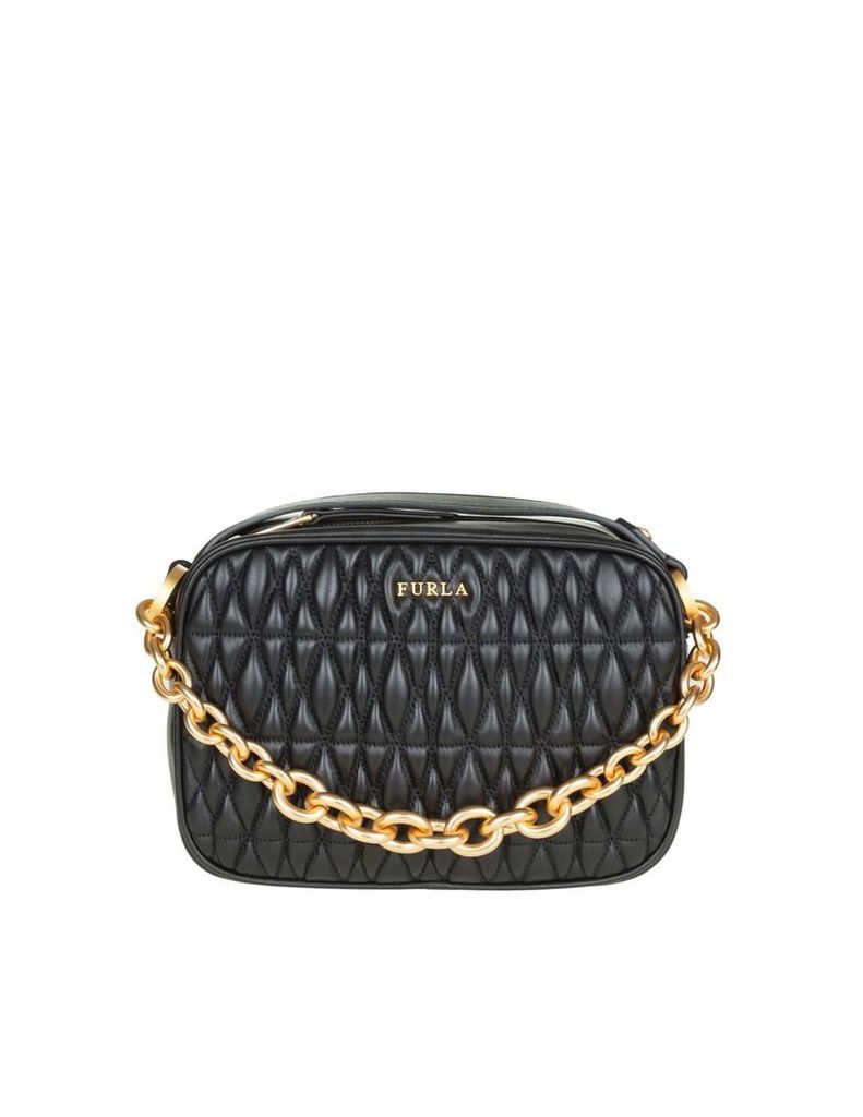 Furla Mini Cometa Bag In Leather Effect Quilted Black Color