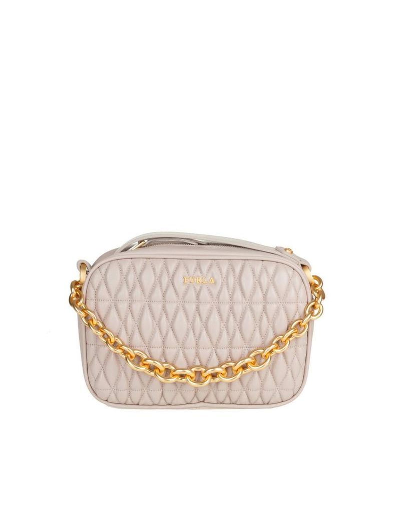Furla Mini Cometa Bag In Leather Effect Quilted Pink