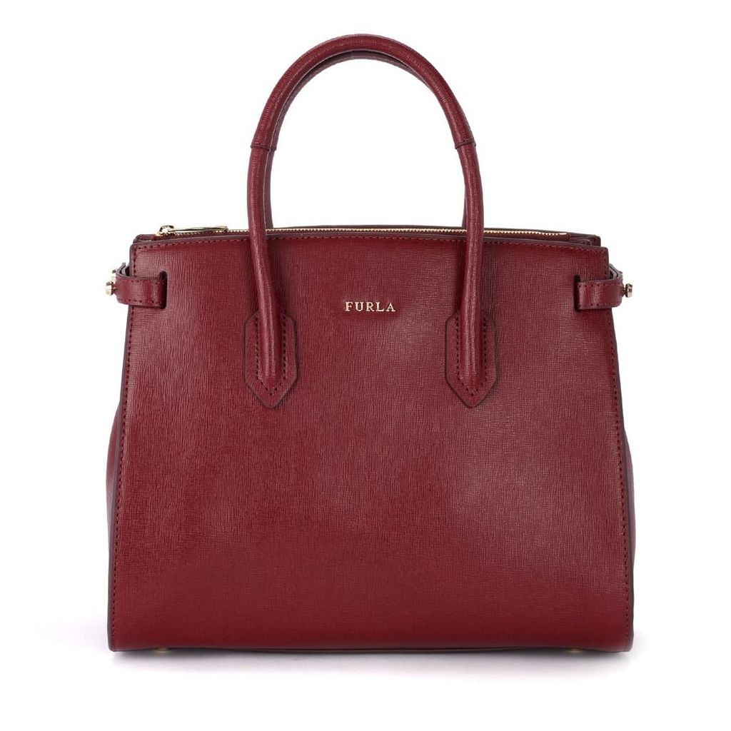 Furla Pin S Red Cherry Leather Handbag