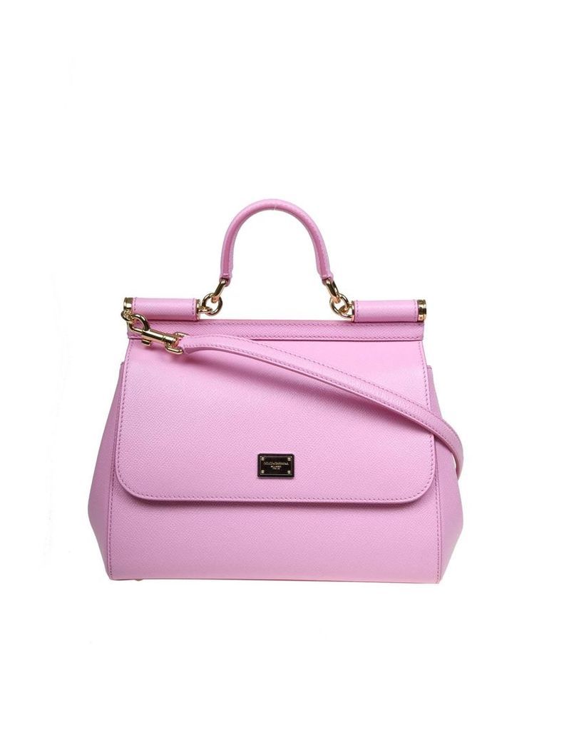 Dolce & Gabbana Sicily Medium Bag In Dauphine Leather Pink