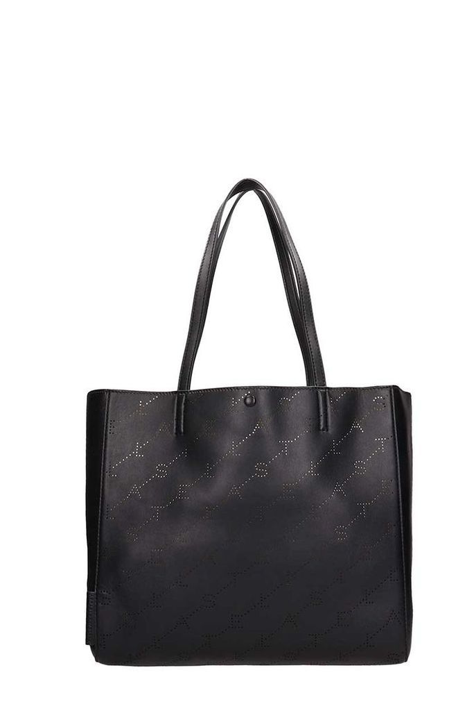 Stella McCartney Black Faux Leather Monogram Tote Bag