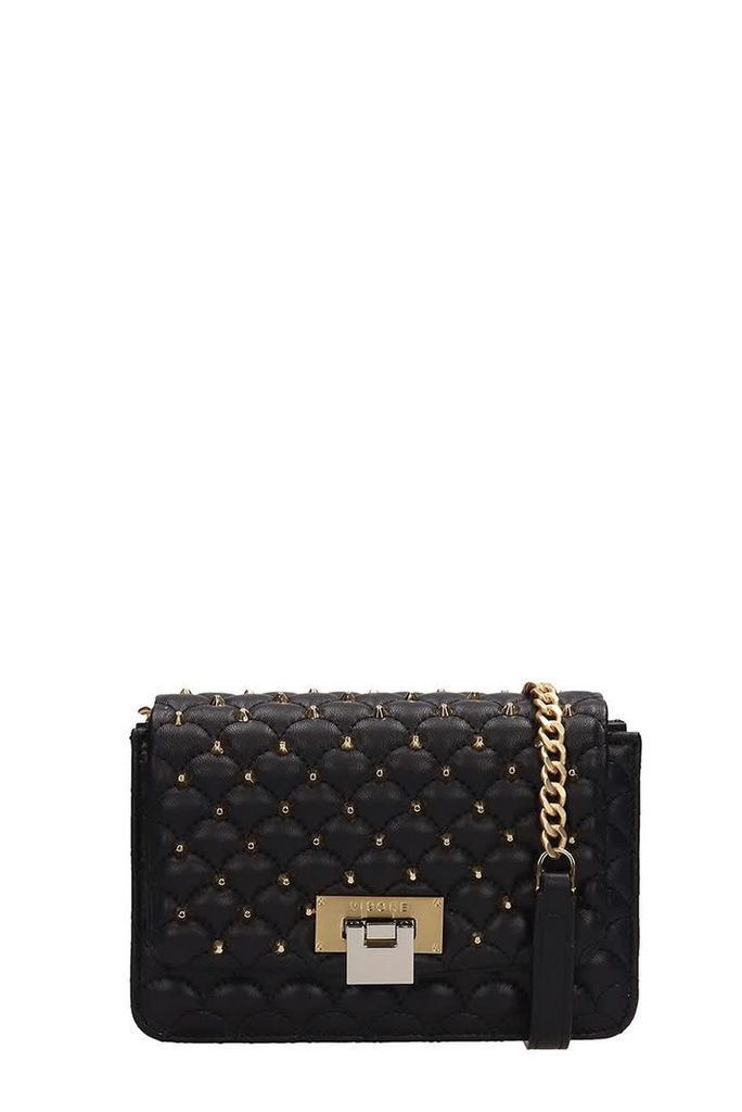 Visone Black Quilted Lizzy Leather Bag