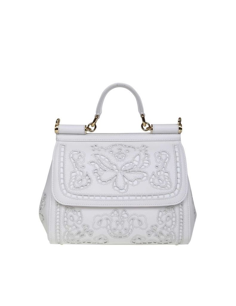 Dolce & Gabbana Hand Bag In Inlaid White Leather