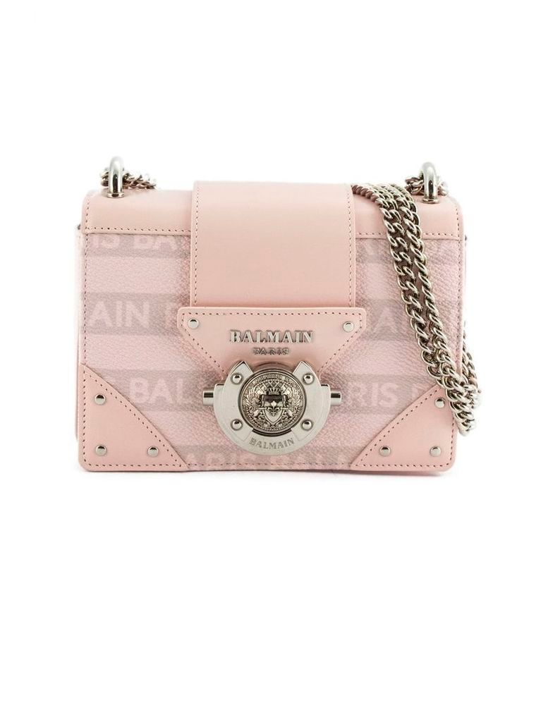 Balmain Studded Pink Calfskin Ring Box Bag
