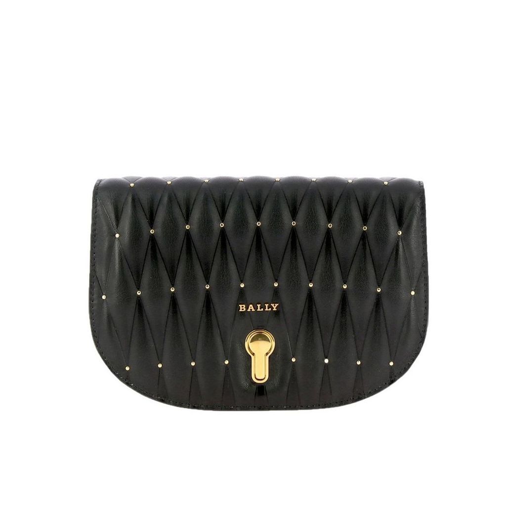 Bally Mini Bag Clay Mini Shoulder Bag In Quilted Leather With Micro Studs And Bally Logo