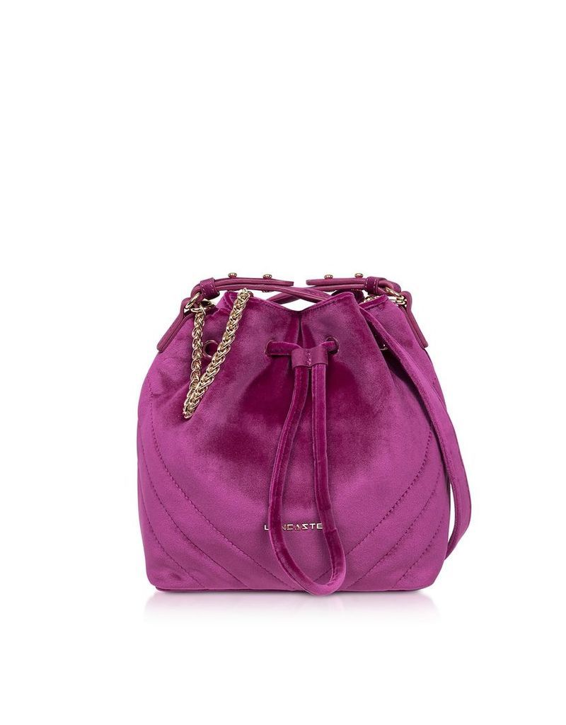 Lancaster Paris Quilted Velvet Couture Small Bucket Bag