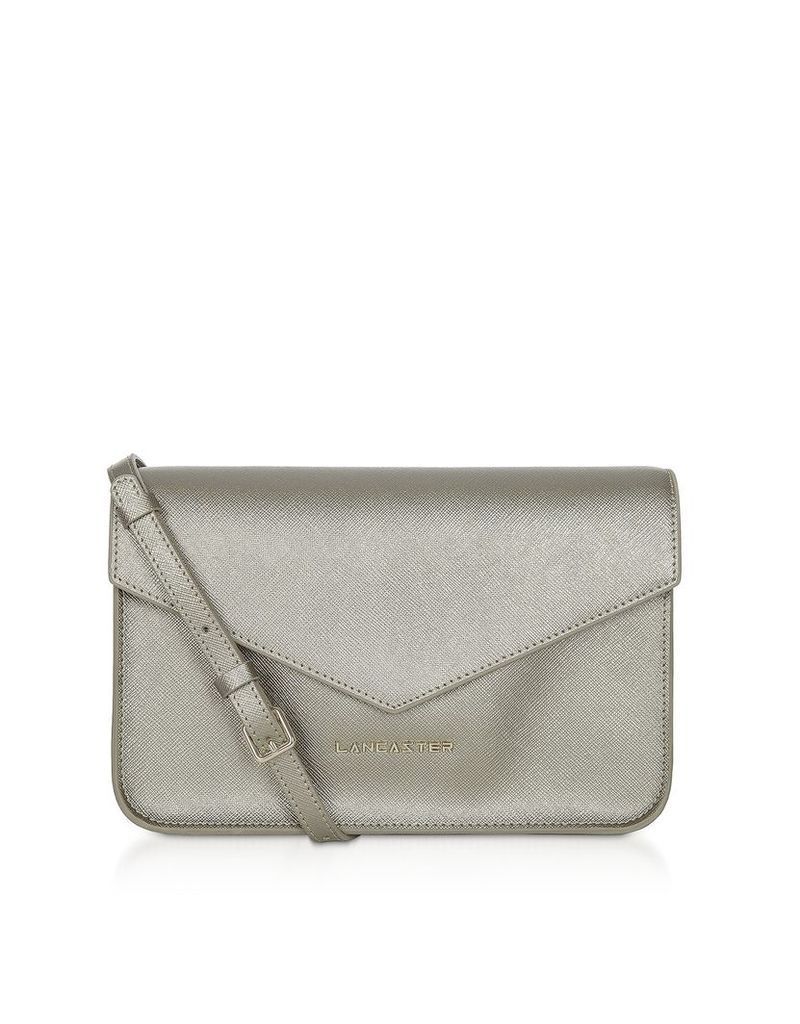 Adeline Saffiano Leather Flap Clutch W/shoulder Strap