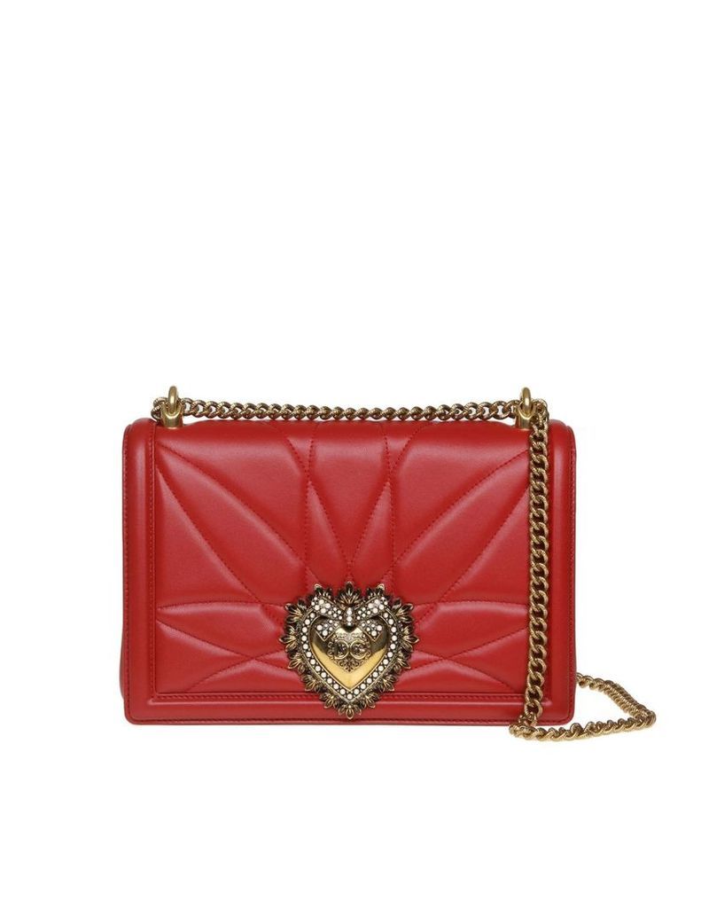 Dolce & Gabbana Large Devotion Bag In Matelassé Nappa Red Color