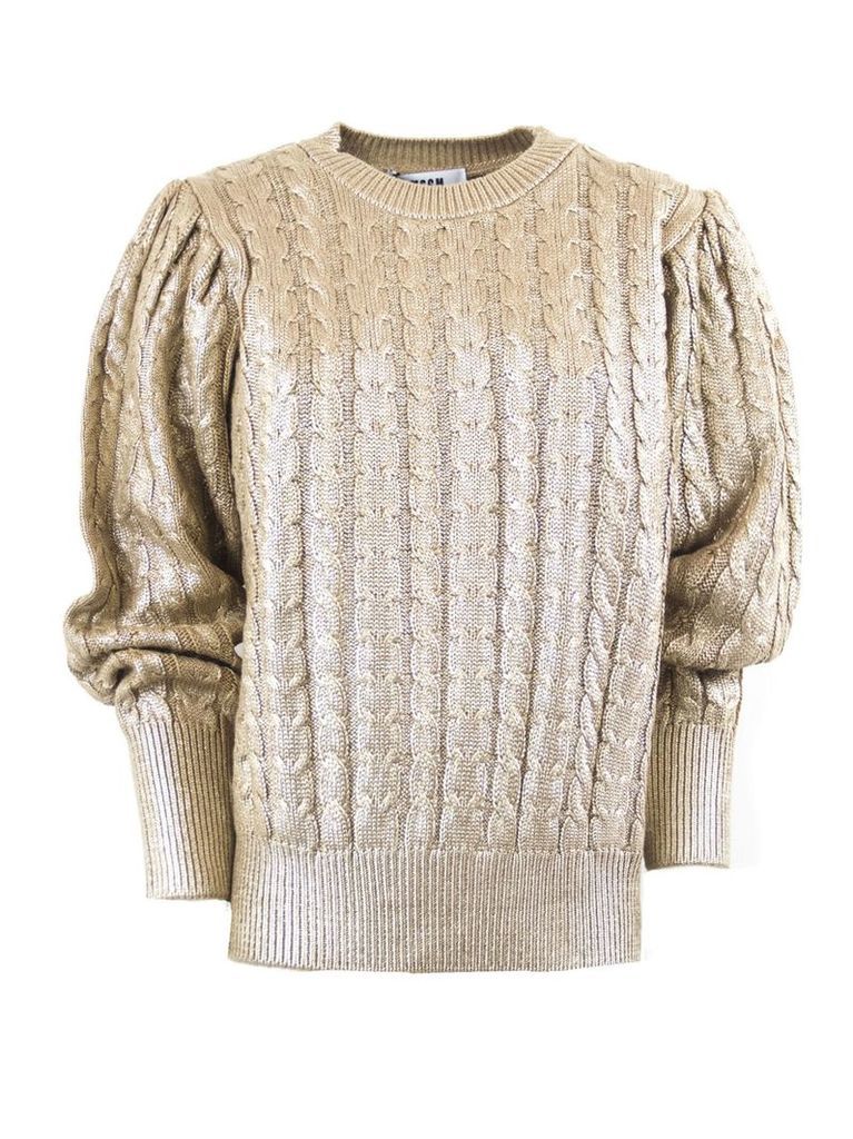 MSGM Coated Wool Blend Scoop Neck Sweater