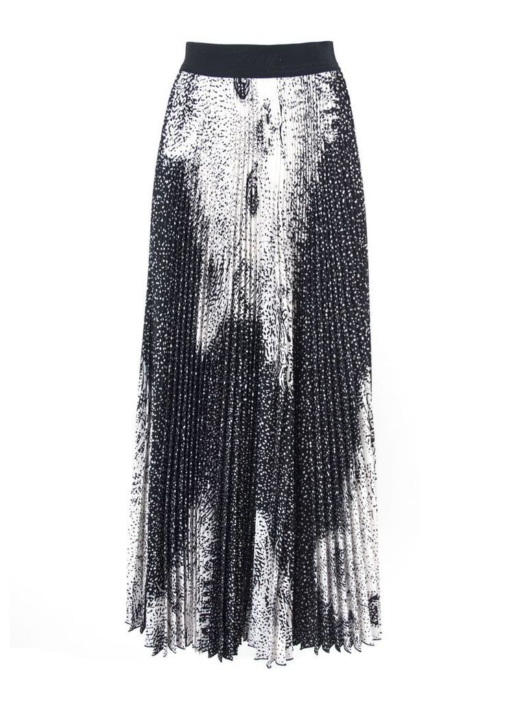 MSGM White And Black Fabric Pleated Skirt