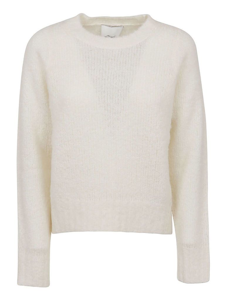 3.1 Phillip Lim Boucle Wool Inset Shoulder High Low Pullover
