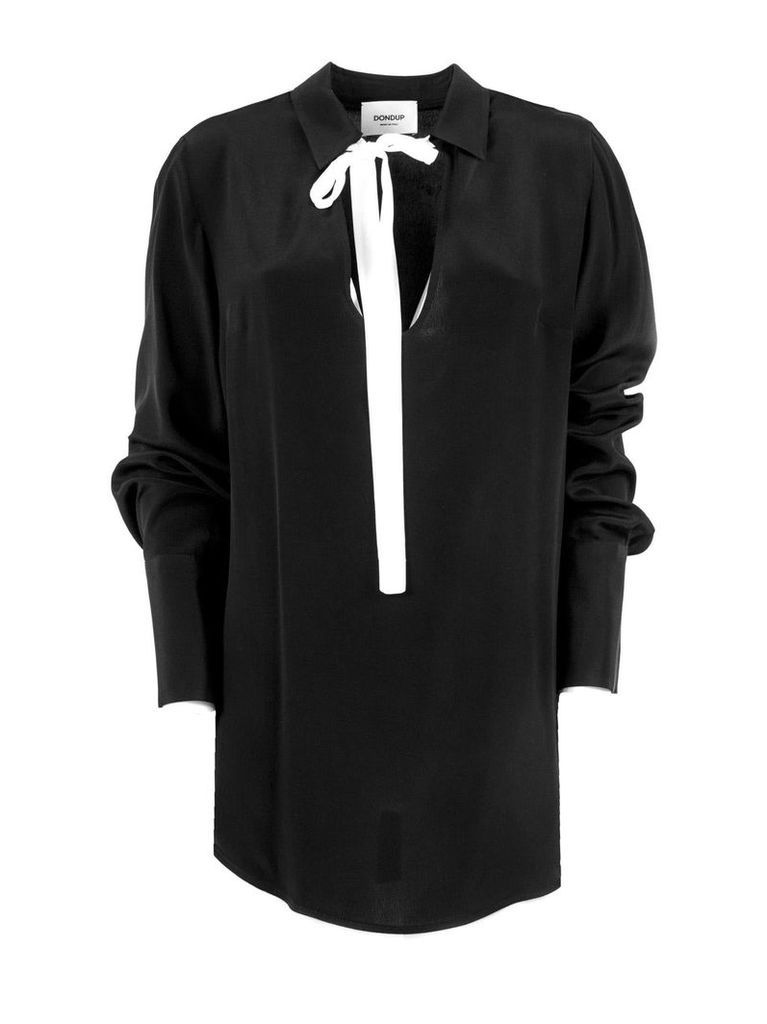 Dondup Long Shirt In Black Silk