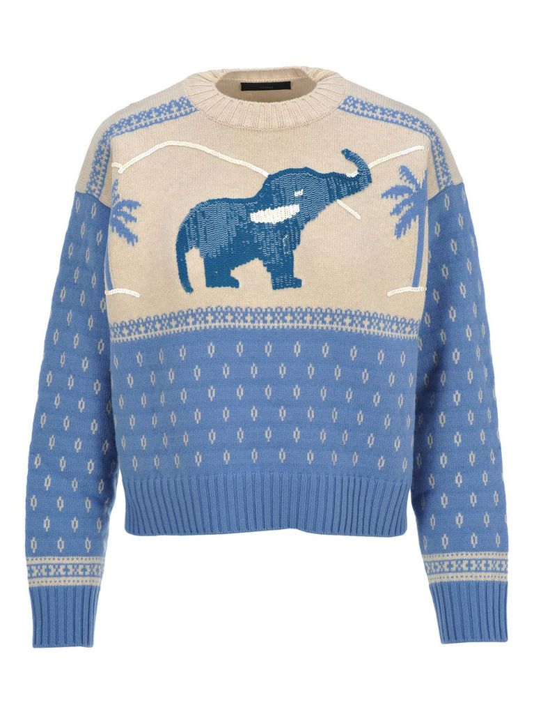Alanui Handmade Sequins Elephant Sweater