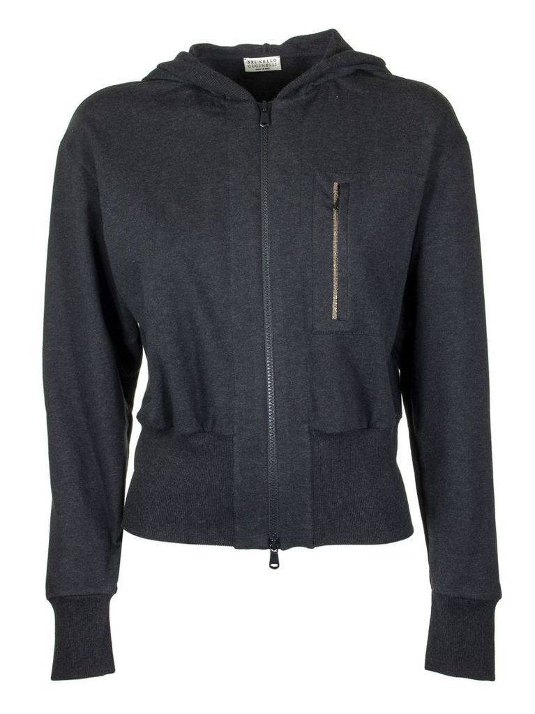 Brunello Cucinelli Anthracite Cardigan With Hood