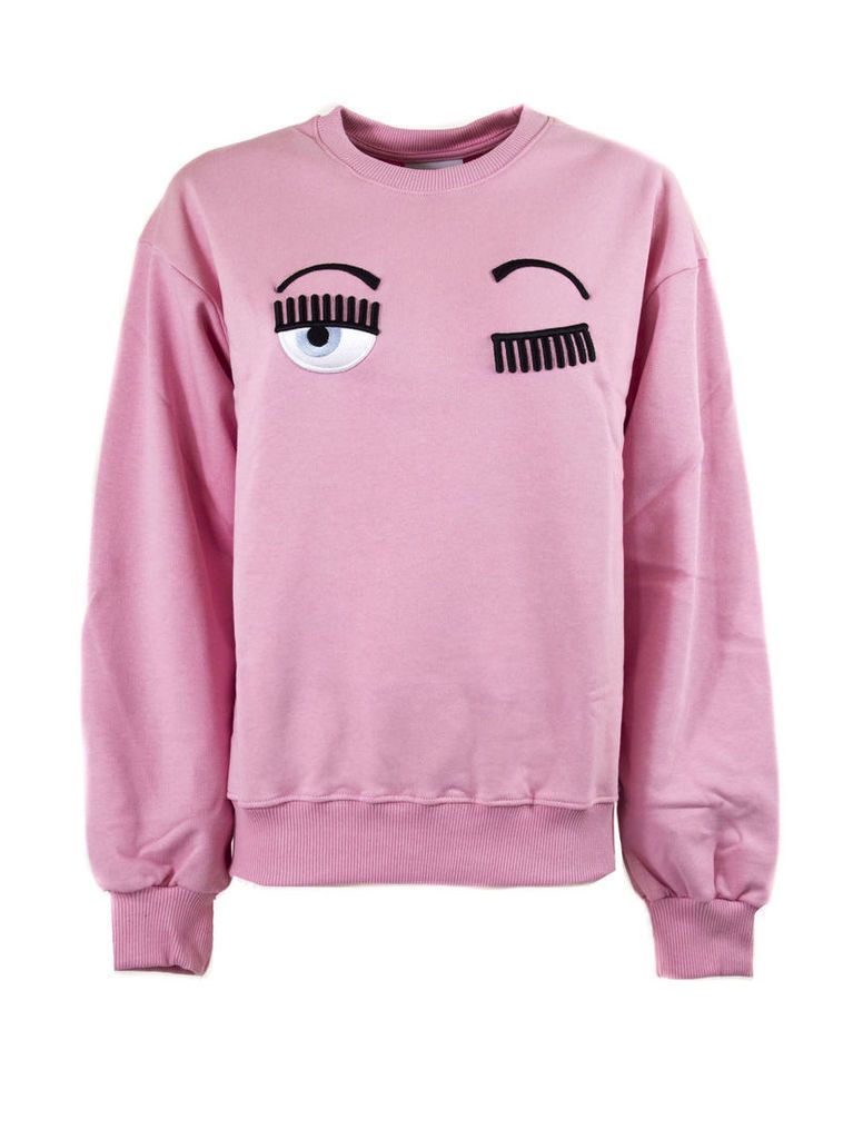 Chiara Ferragni Pink Cotton Flirting Sweatshirt
