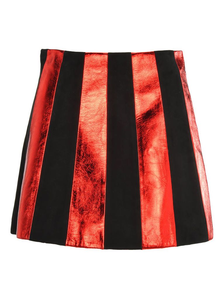 Miu Miu Striped Leather Mini Skirt