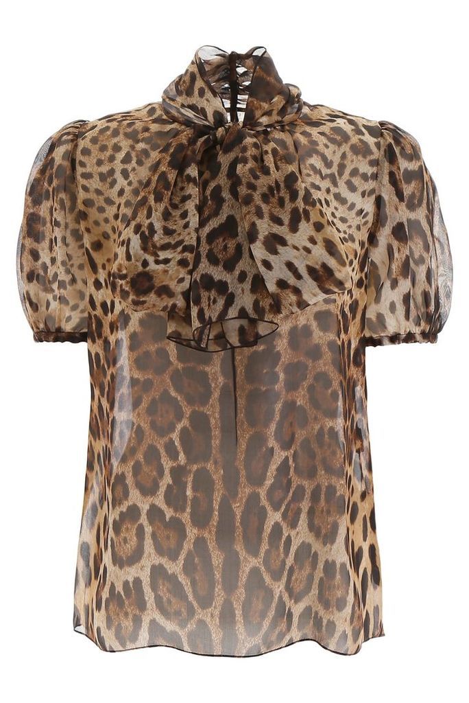 Dolce & Gabbana Leopard Print Organza Blouse
