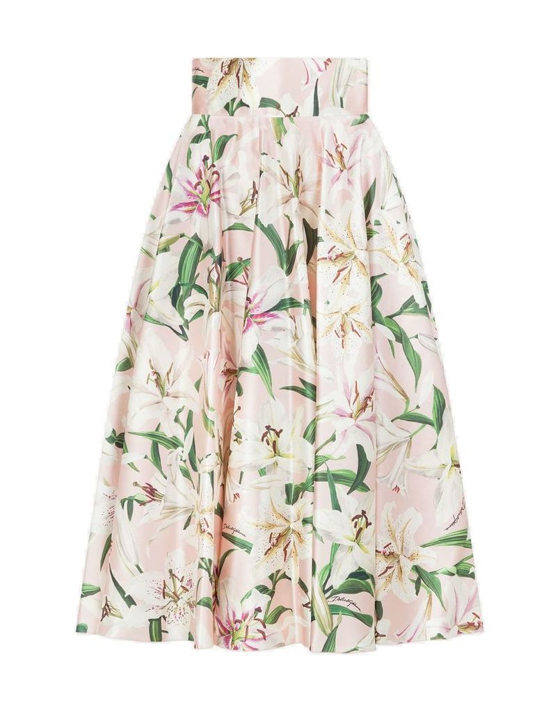Dolce & Gabbana Silk Flower Print Skirt/gigli