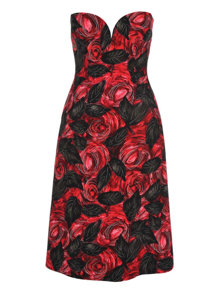 Prada Rose Print Midi Dress