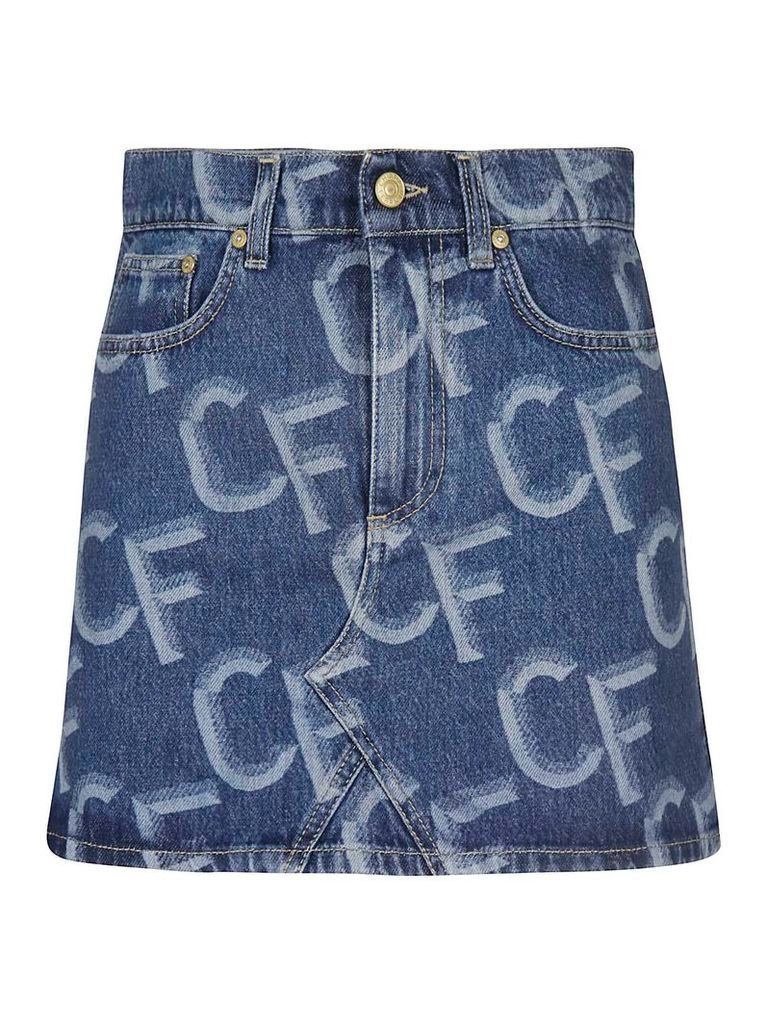 Cf Pattern Denim Skirt