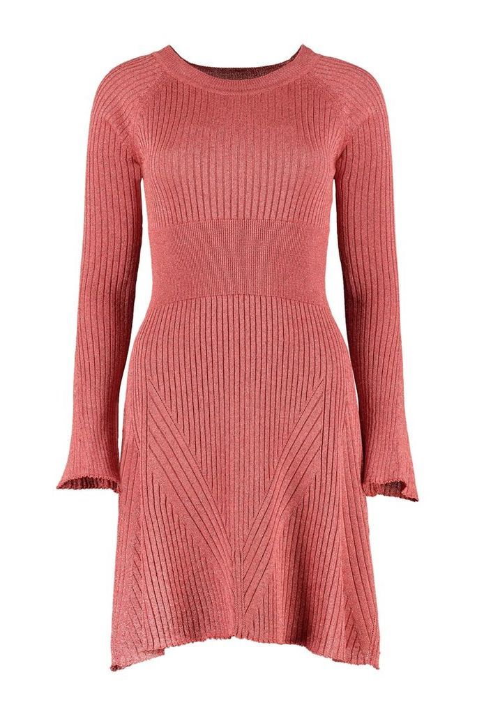 Pinko Tentoni Ribbed Lurex Knit Dress