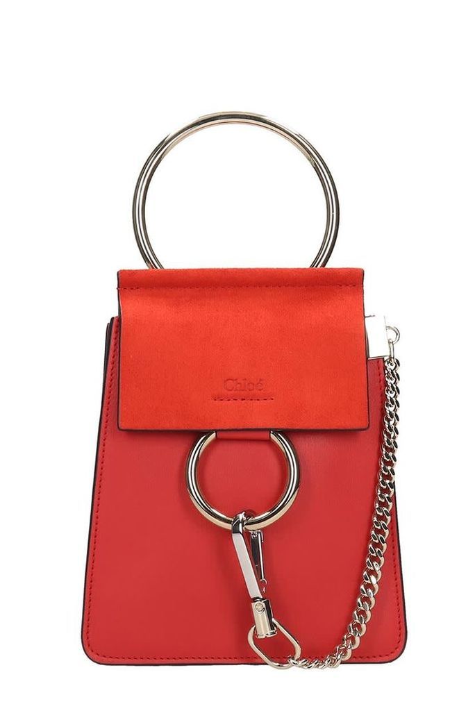 Chloé Faye Braccialet Shoulder Bag In Red Suede And Leather