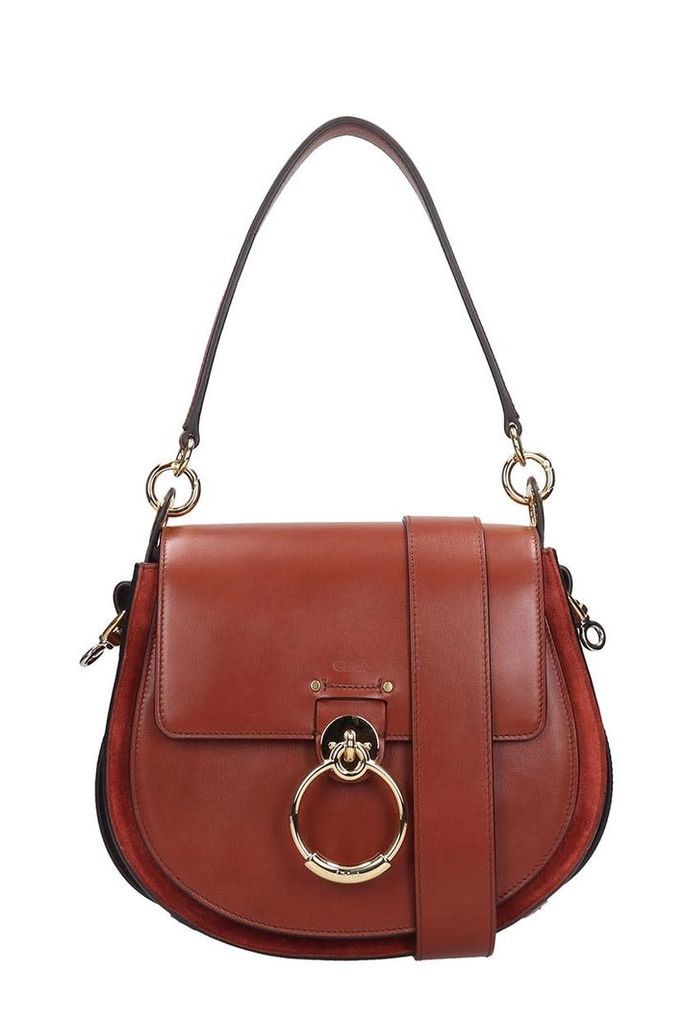 Chloé Tess Big Shoulder Bag In Brown Leather