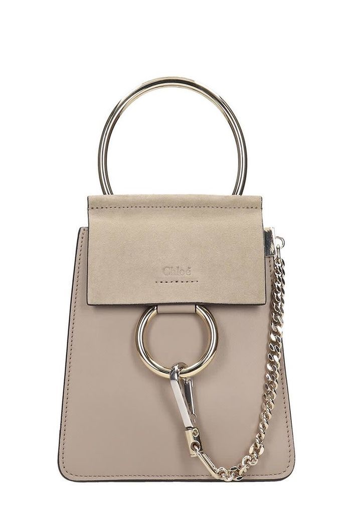 Chloé Faye Con Bracci Shoulder Bag In Grey Suede And Leather