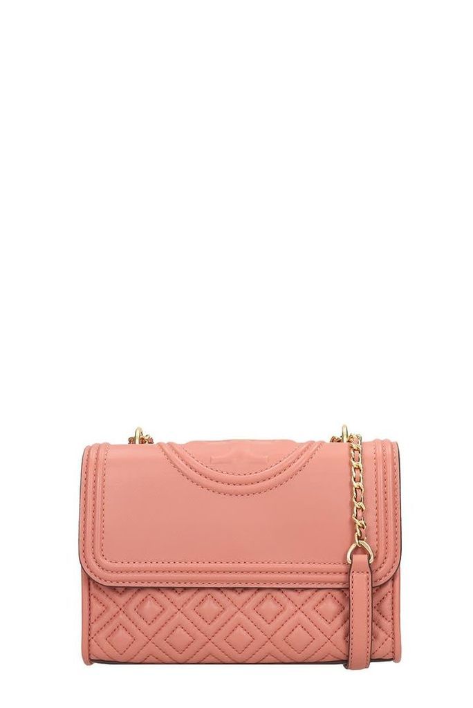 Tory Burch Fleming Small Shoulder Bag In Rose-pink Leather