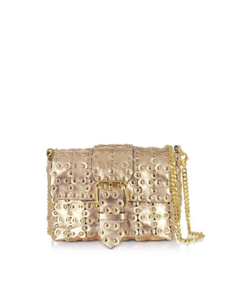 Red Valentino Flower Puzzle Nude Leather Shoulder Bag