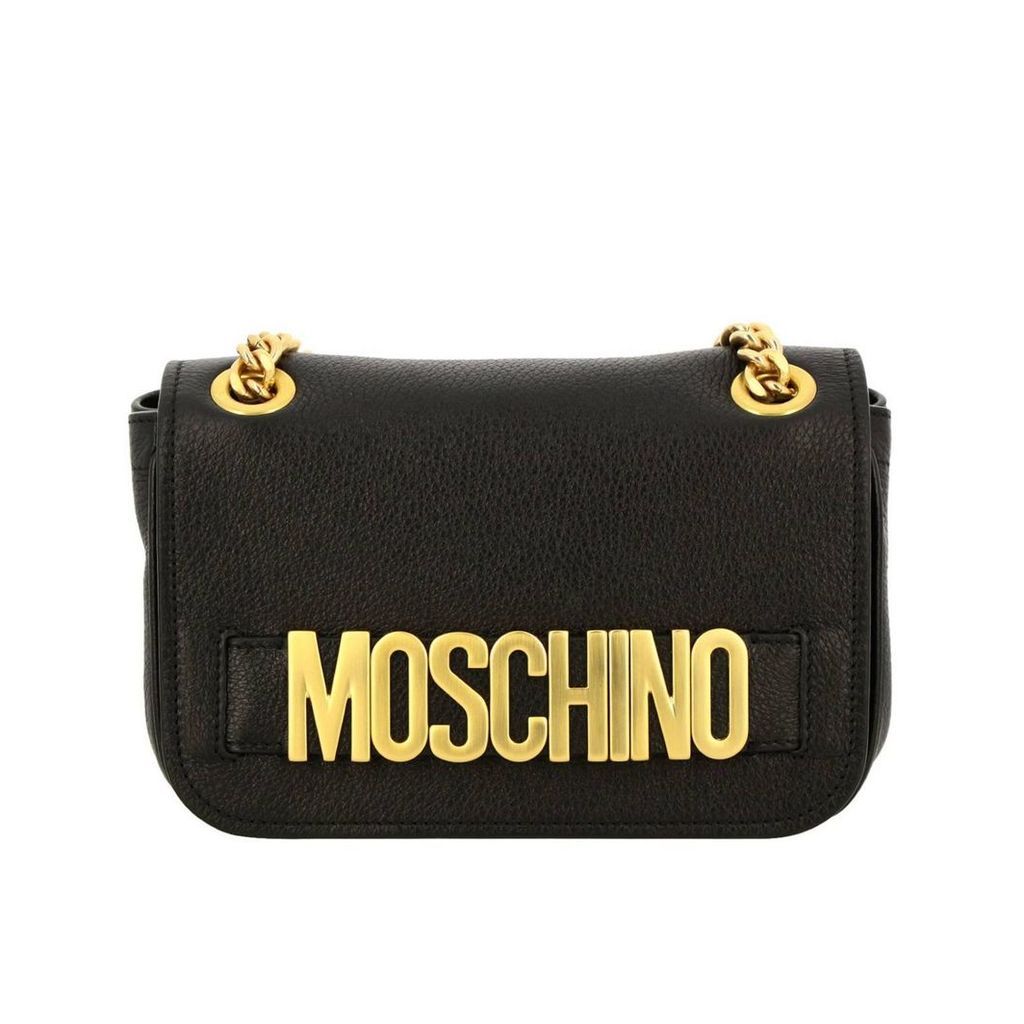 Moschino Couture Crossbody Bags Moschino Couture Shoulder Bag In Genuine Leather With Maxi Metallic Lettering