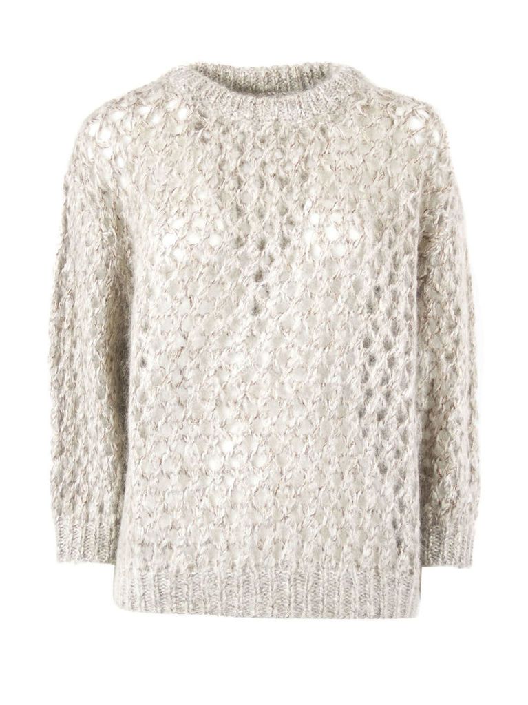 Brunello Cucinelli Mohair And Cashmere Sparkling Net Sweater