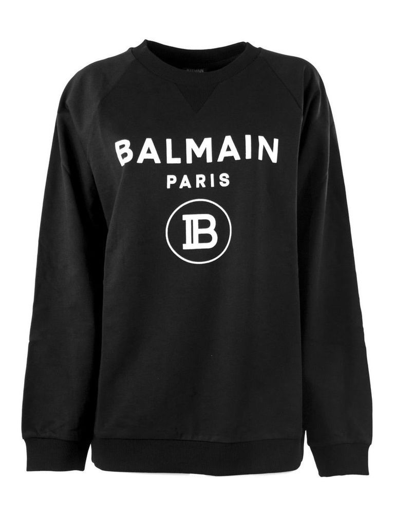 Balmain Black And White Cotton Sweatshirt