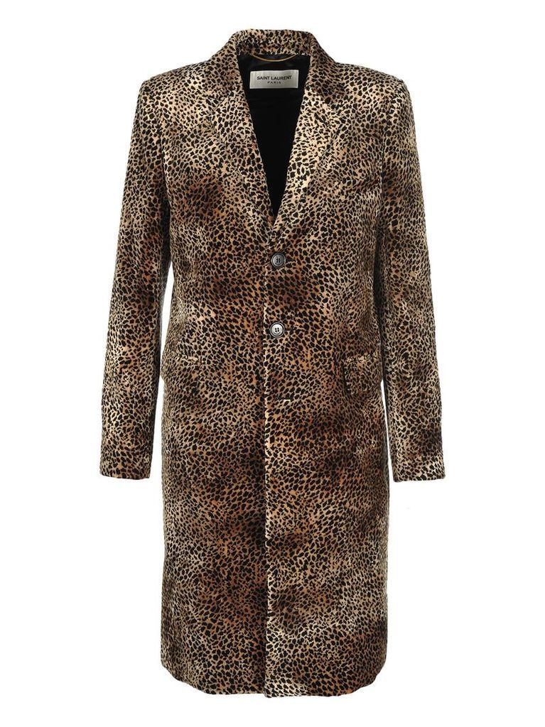 Saint Laurent chesterfield Coat With Mini Leopard Print