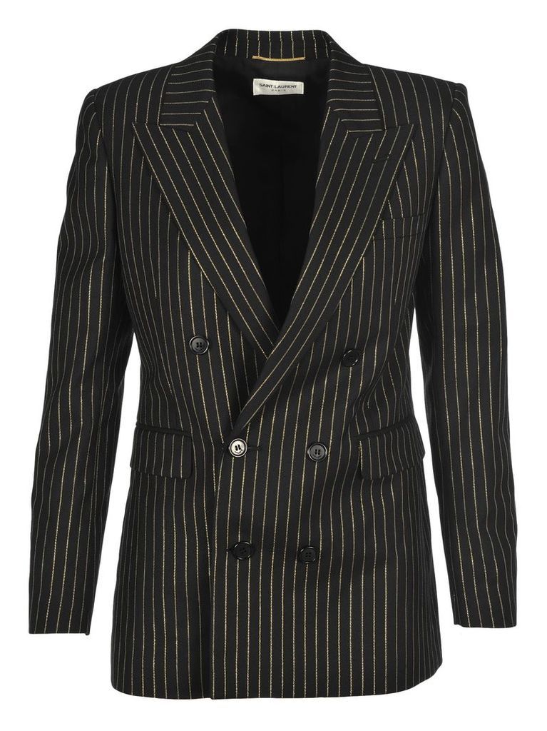 Double-breasted Gabardine Jacket With Lurex Stripes