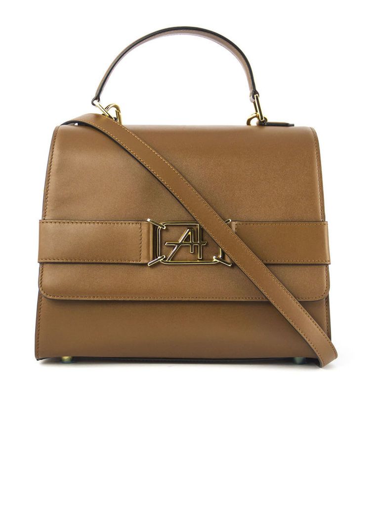 Alberta Ferretti Top Handle Bag In Smooth Camel Calfskin Leather
