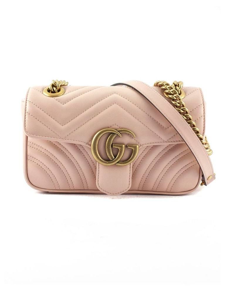 Gucci Gg Marmont Pink Matelassè Leather Mini Bag.