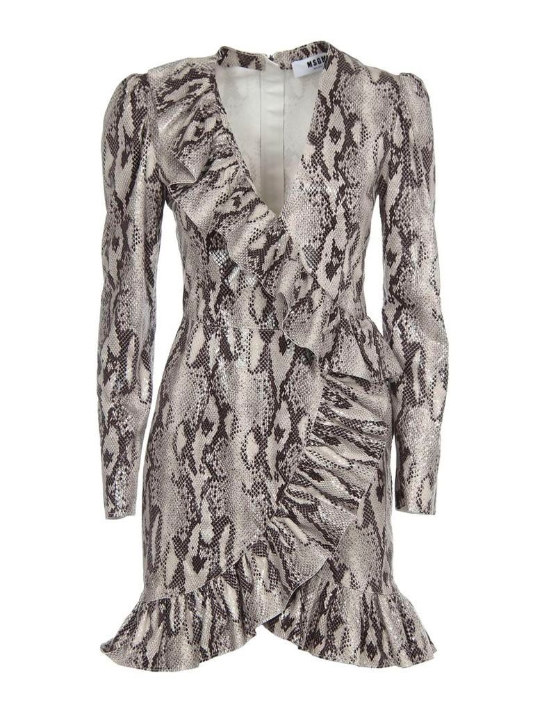 MSGM Dress With Long Sleeves And Python Print