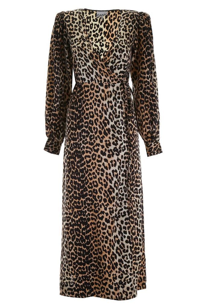 Leopard-printed Wrap Dress
