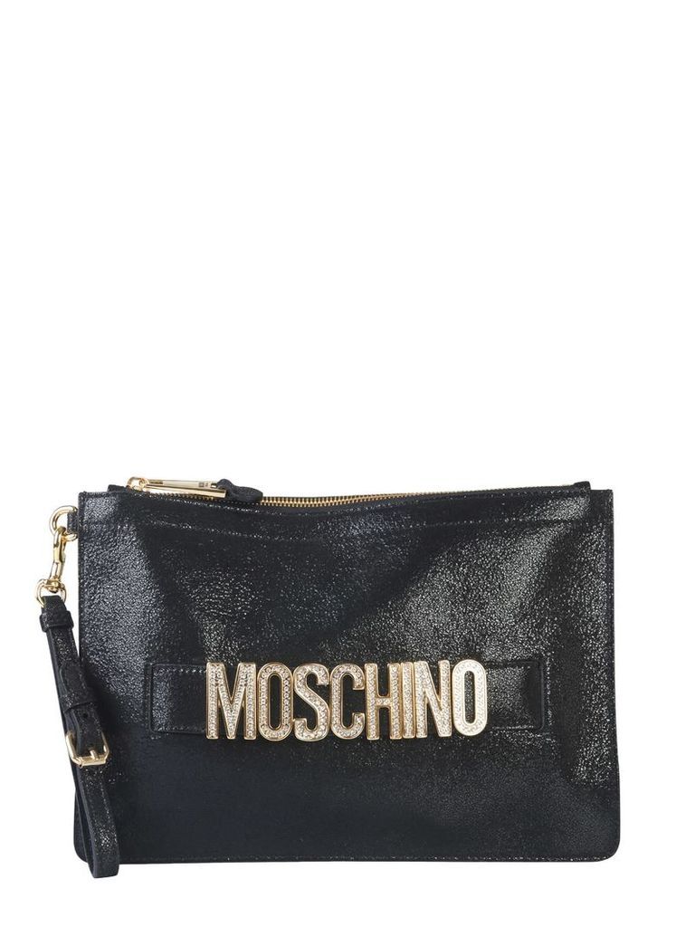 Moschino Clutch With Crystal Logo