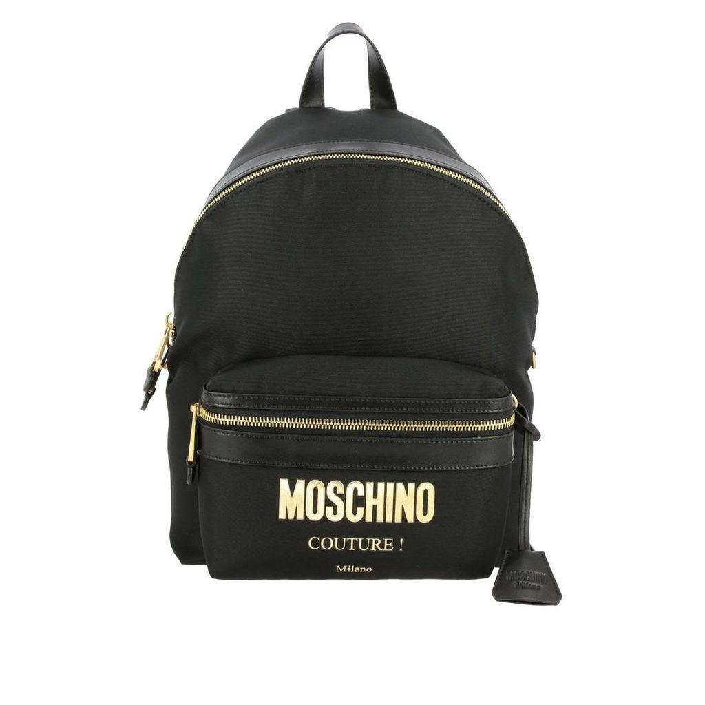 Moschino Couture Backpack Moschino Couture Nylon Backpack With Laminated Maxi Logo