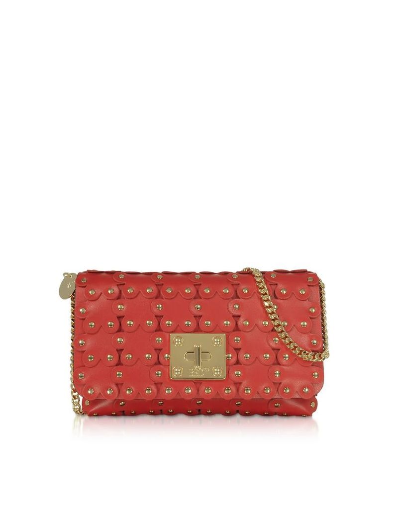 Red Valentino Flower Puzzle Genuine Leather Clutch
