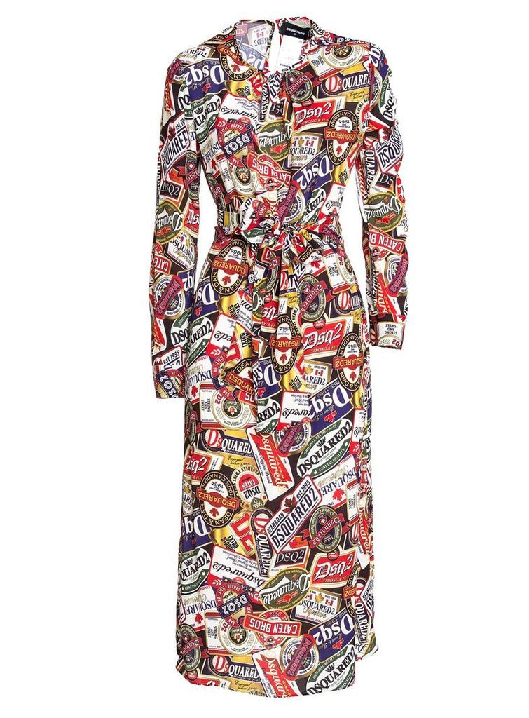 Dsquared2 Printed Belted Midi Dress