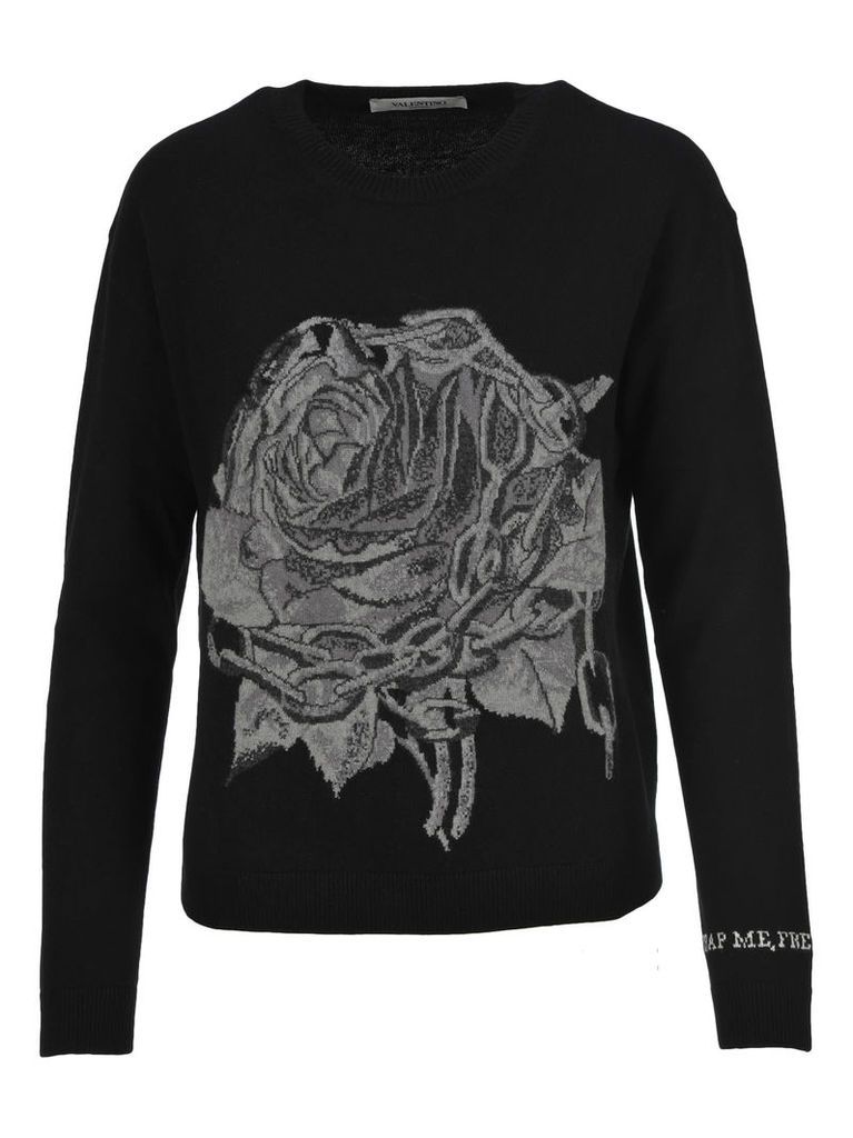 Valentino Rose Intarsia Sweater