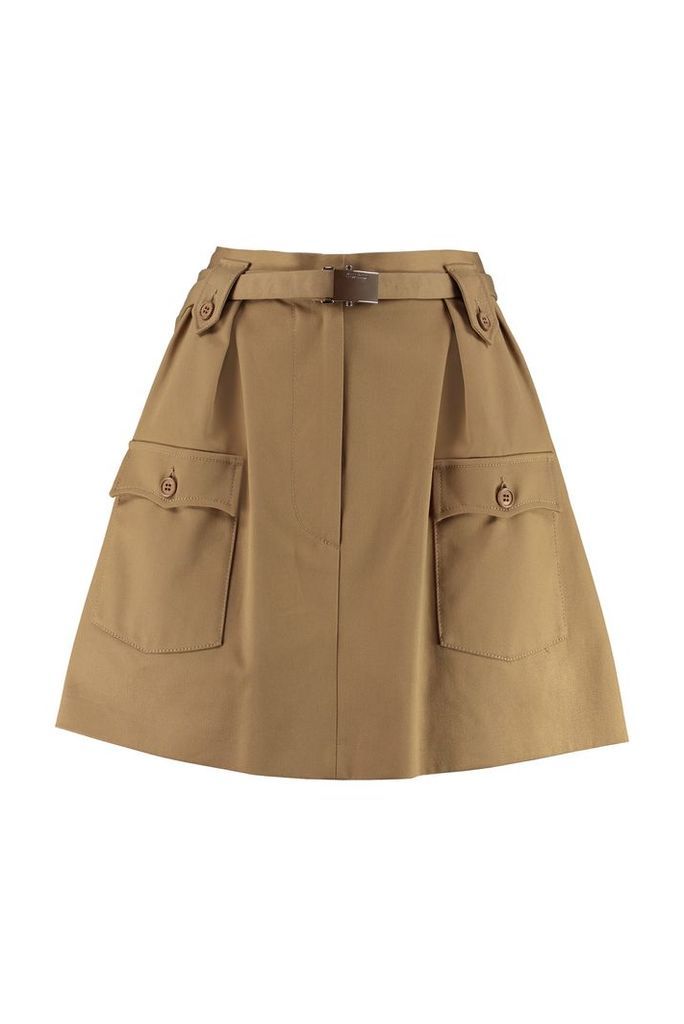 Miu Miu Belted Cotton Skirt